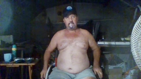 Chubby older bear enjoys some solo action